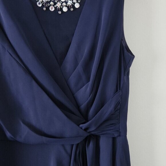 ELIZA J | Embellished Chiffon Fit & Flare Gown Dress EJ6M1353 Navy Blue sz 6 - Picture 5 of 6